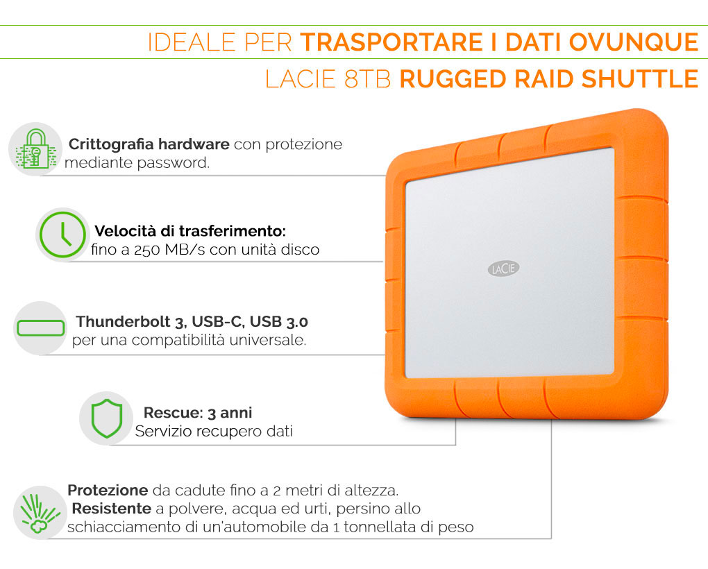 LaCie Rugged RAID Shuttle l'hard disk ideale per chi vuole portare con se i dati